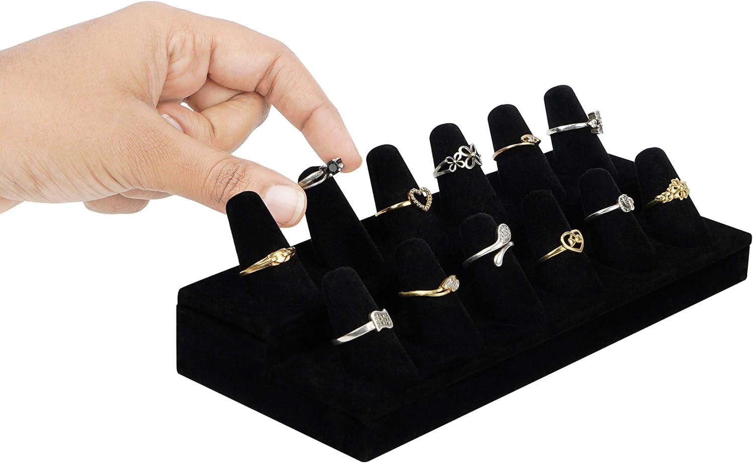 Cửa trang sức nhung màu đen - Trang sức 2 -level, 12 hình nón với cơ sở chắc chắn - Phòng trình bày cho phòng ngủ, cửa hàng và cửa sổ trang sức