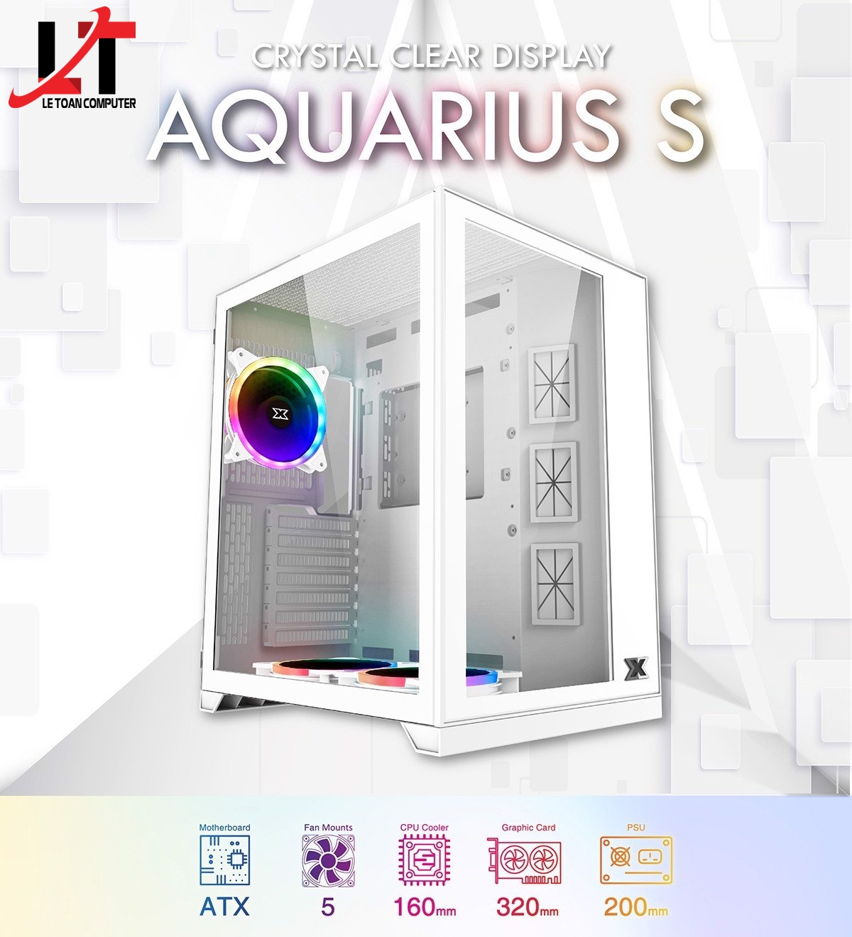 Vỏ Case Xigmatek AQUARIUS S - ARTIC EN46515 (Mid Tower/Màu Trắng) - Hàng chính hãng