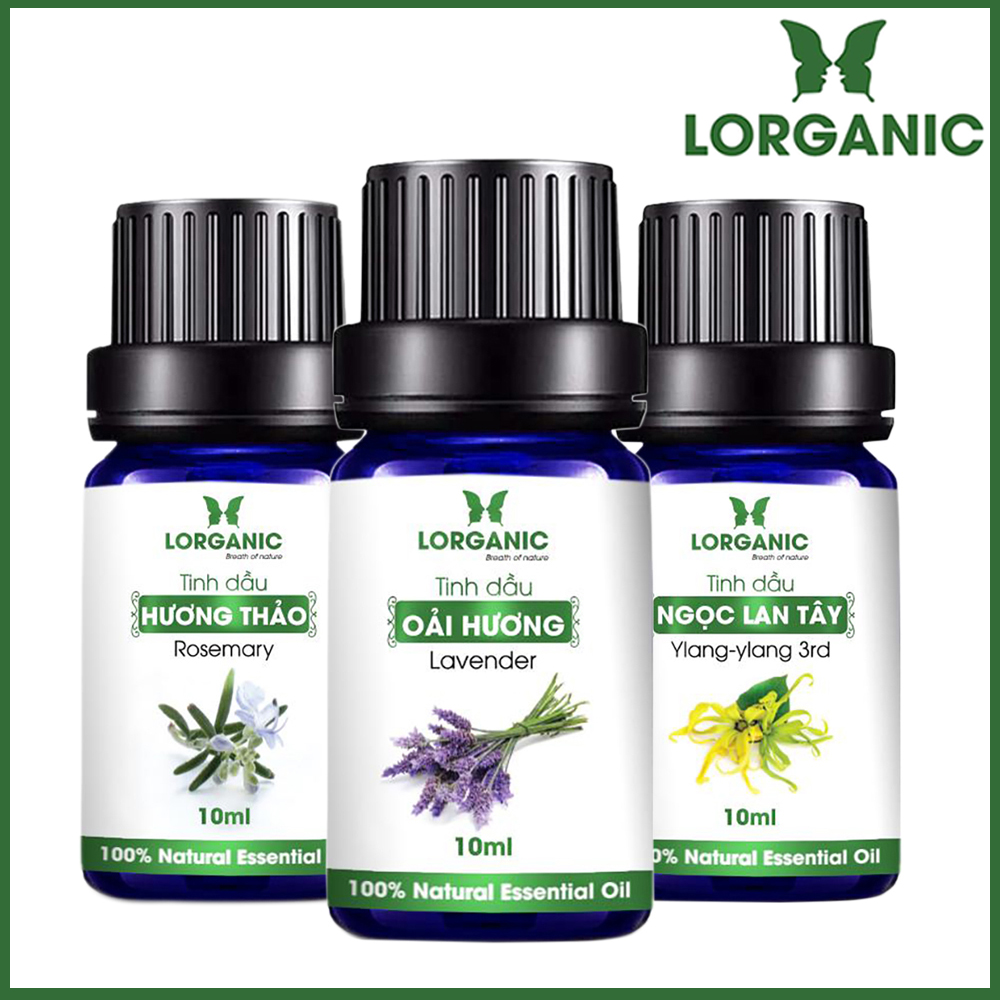 Bộ 3 Tinh Dầu Hương Hoa Lorganic: Ngọc Lan Tây + Oải Hương + Hương Thảo (10ml / Chai)