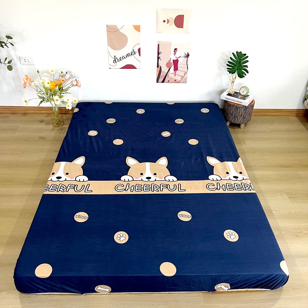 Ga Chống Thấm Cotton LIDACO Cao Cấp - Chó Corgi - 1m4x2mxdưới12cm