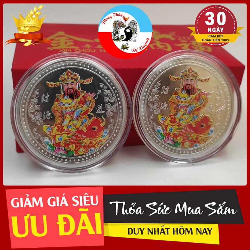 Đồng Xu Thần Tài Mạ Bạc – Kinh Doanh Phát Tài – Tiền Vào Như Nước – Thuận Buồm Xuôi Gió - Vật Phẩm Chiêu Tài Nạp Phúc - Thăng Quan Tiến Chức - Đắc Tài Đắc Lộc – Thần Tài