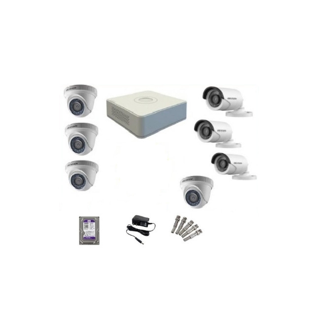 Trọn bộ 7 Camera Hikvision 1080P (Văn Phòng, Cửa Hàng) Hàng Chính Hãng