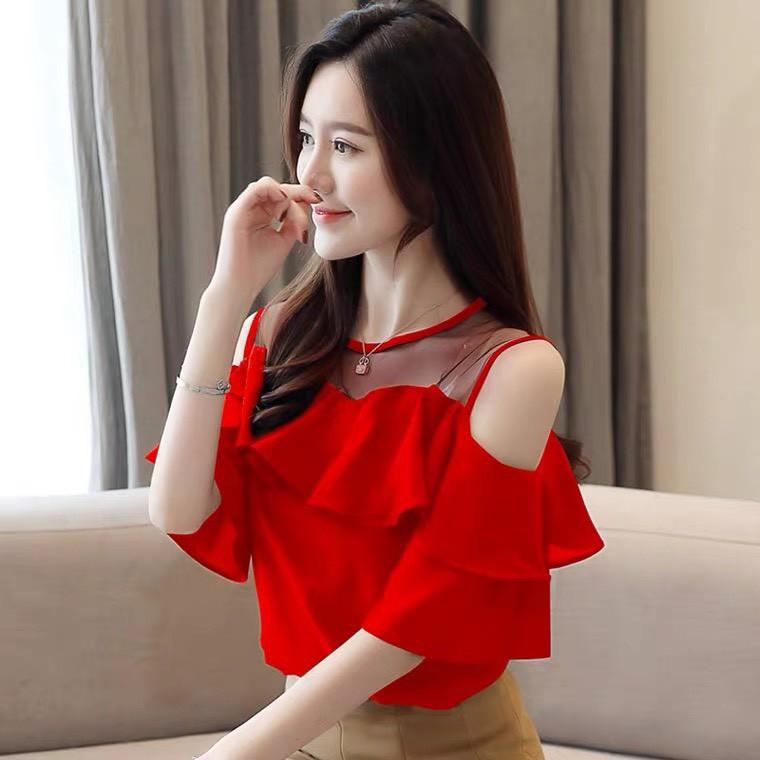 Áo phối lưới vai tay lỡ