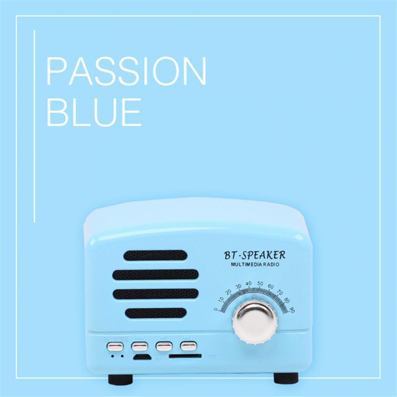 Loa Bluetooth 2 Inch 1200 Mah Thẻ Mini Đài Phát Thanh Pin Dài Thông Minh Đèn LED Mini Loa Âm Thanh Retro 5W Color: Passion Blue
