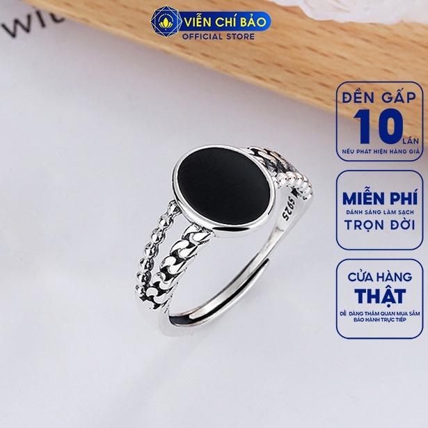 Nhẫn bạc nữ bầu dục đá đen chất liệu bạc Thái 925 thời trang phụ kiện trang sức nữ Viễn Chí Bảo N000025