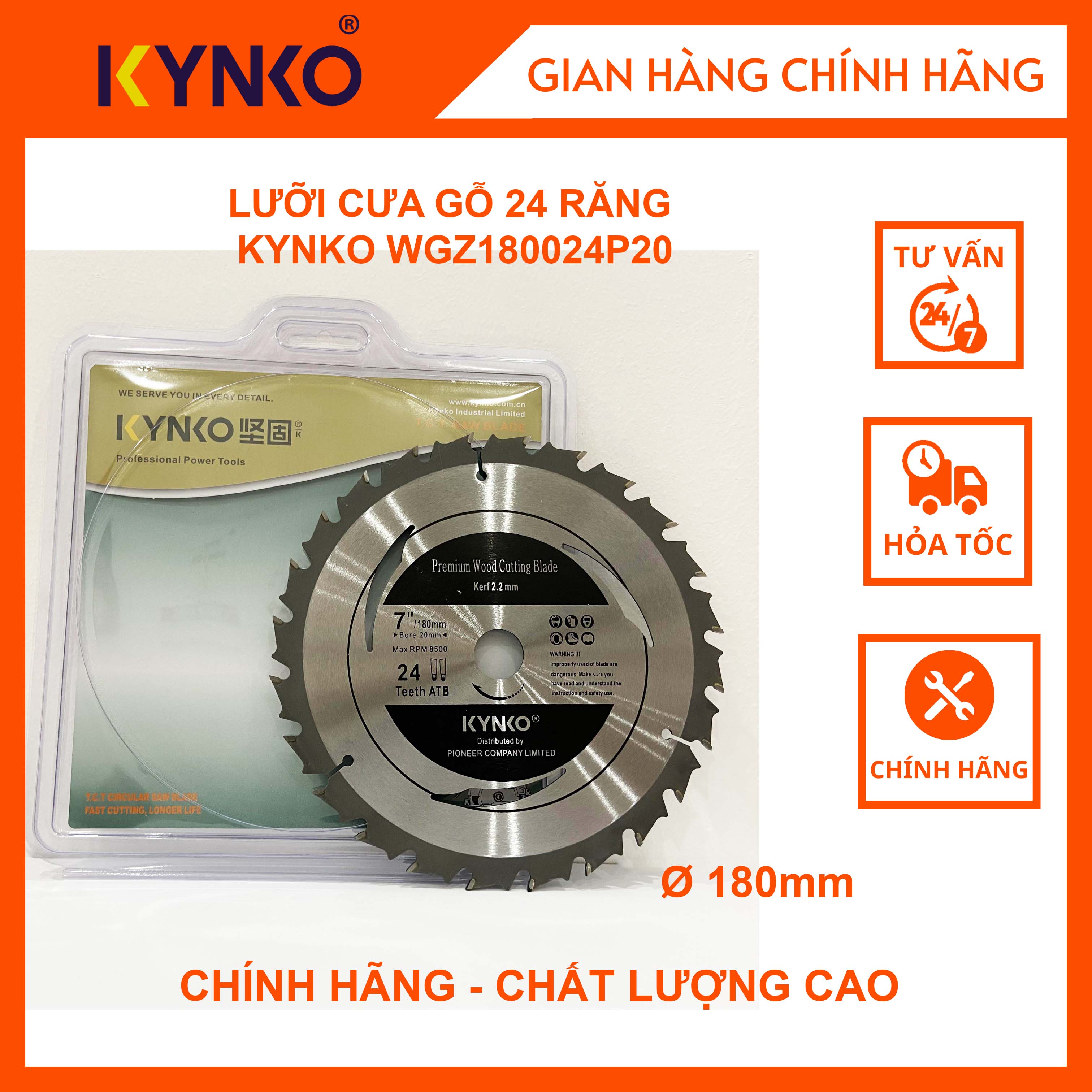 LƯỠI CƯA GỖ 24 RĂNG KYNKO WGZ180024P20 CHÍNH HÃNG GIÁ TỐT