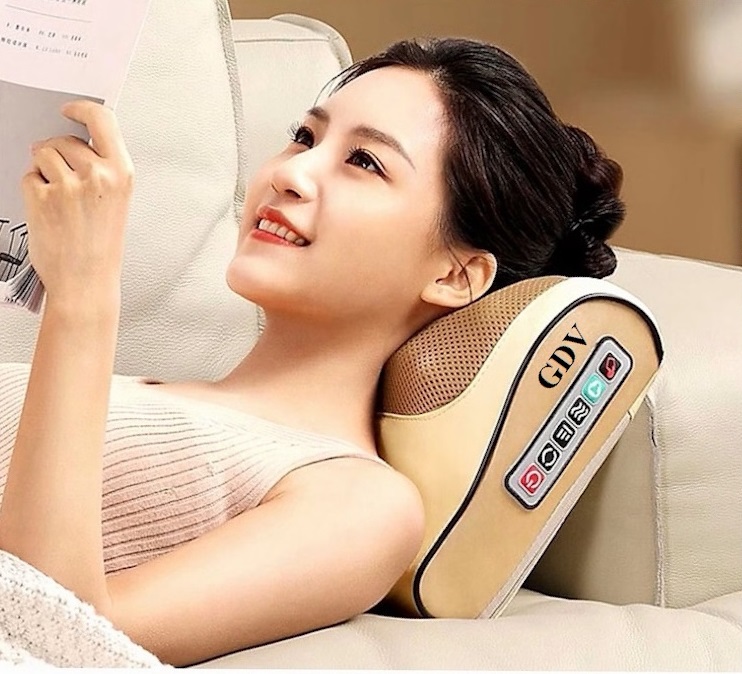 Gối Massage Cổ Vai Gáy 6 Chức Năng GDV - Màu Ngẫu Nhiên - Hàng Chính Hãng