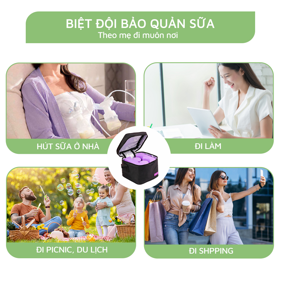 Trọn Bộ Giữ Lạnh Sữa Mẹ Mama’s Choice, Bảo Quản Sữa Mẹ, Đựng và Giữ Ấm Đồ Ăn Cho Bé, Chất Liệu Cao Cấp 4 Lớp Dày Dặn