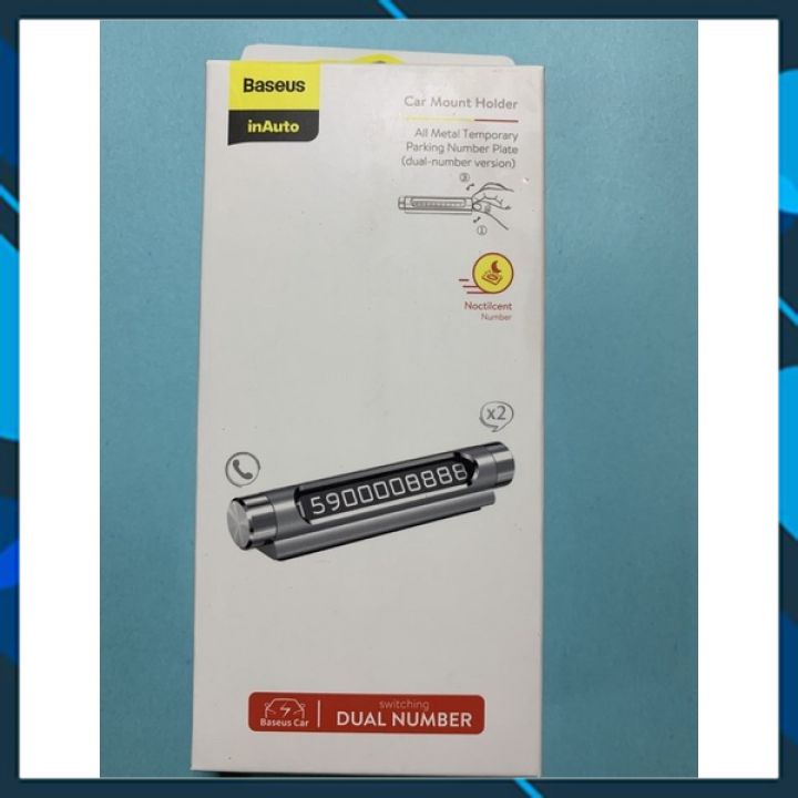 Bảng số điện thoại dùng trên xe hơi Baseus All Metal Temporary Parking Number Plate Series 2 -Hàng Chính Hãng