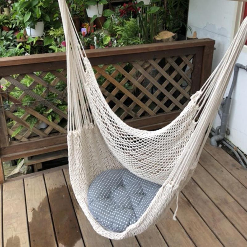 Phong Cách Bắc Âu Trắng Võng Ngoài Trời Trong Nhà Vườn Ký Túc Xá Phòng Ngủ Treo Ghế Cho Trẻ Em Người Lớn Đu Đưa Đơn An Toàn Võng