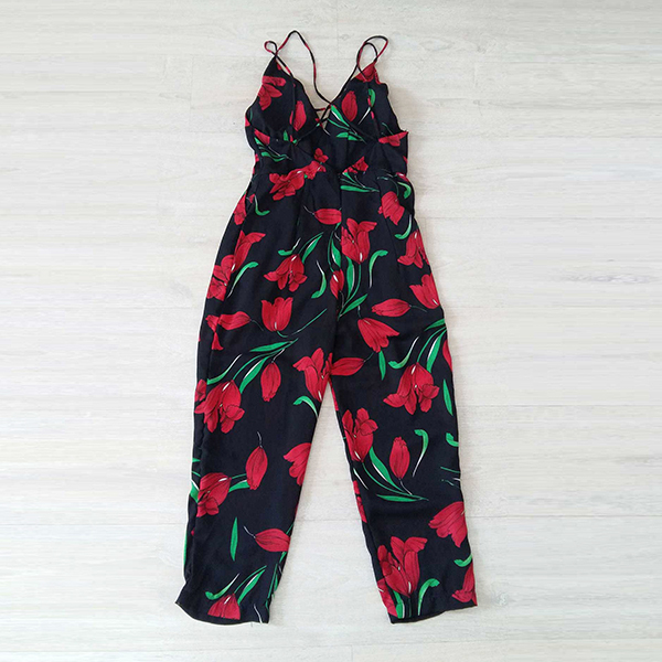 Jumsuit dài hở lưng họa tiết hoa Tulip