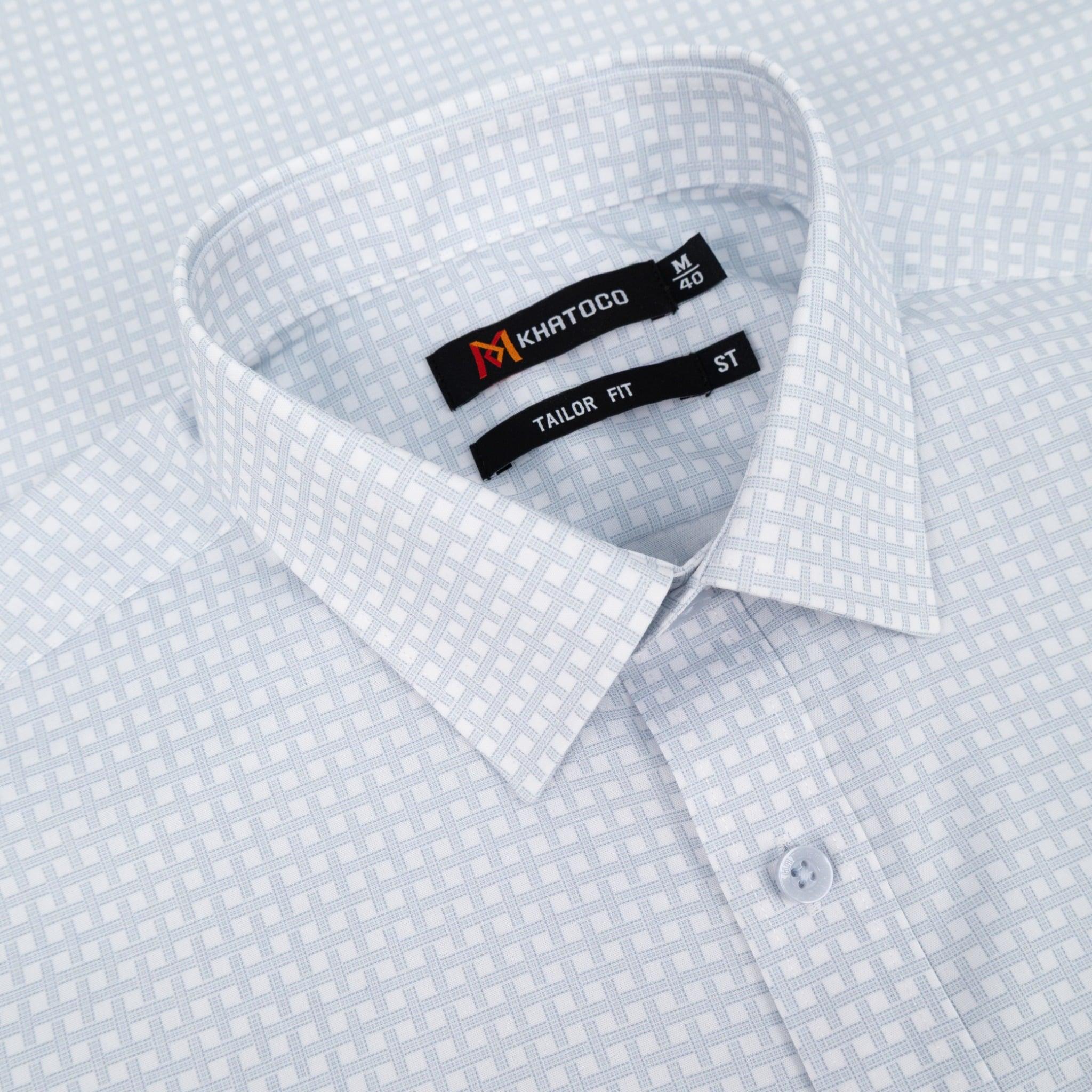 Áo sơ mi nam KHATOCO Tailor Fit ngắn tay A1MN498T2-CNCR814-2709-N