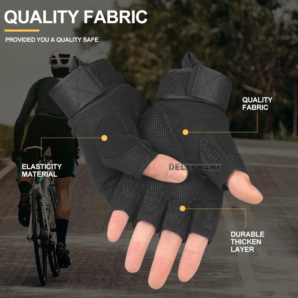 Thể Thao Mùa Hè Găng Tay Chiến Thuật Cơ Bản Bảo Vệ Tay Fingerless Gloves Chống Trơn Trượt Đen Găng Tay Quân Đội Quân Đội Nam Chụp Tập Gym