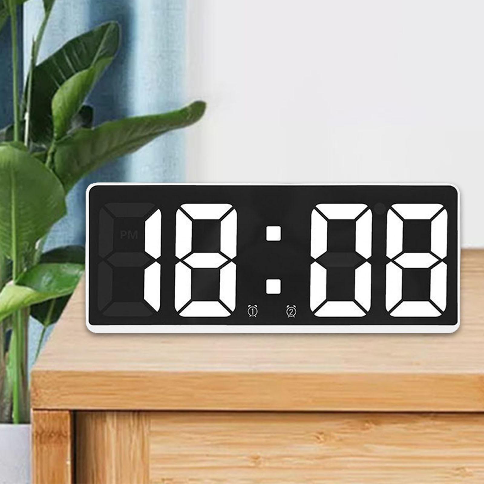 Large Display with 2 Alarms Snooze Calendar Battery  for Home Bedside