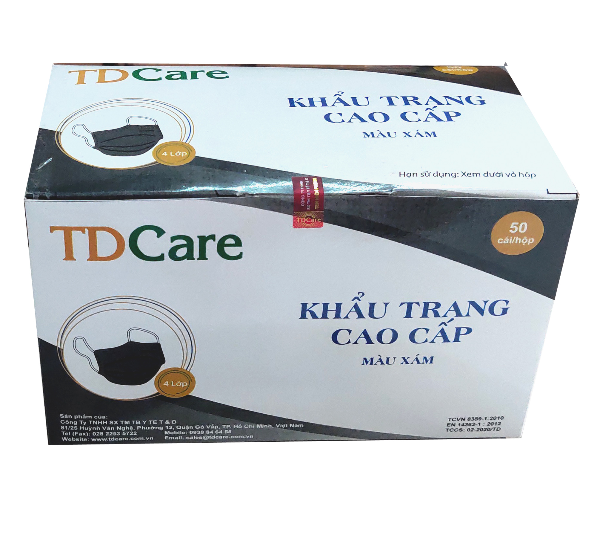 BỘ 2 HỘP KHẨU TRANG Y TẾ TDCare -4 LỚP (XANH/ TRẮNG/ XÁM)- 50 CÁI/HỘP.