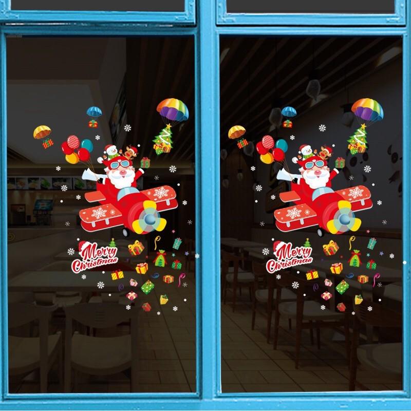 Decal trang trí Noel - Ông già Máy bay đỏ