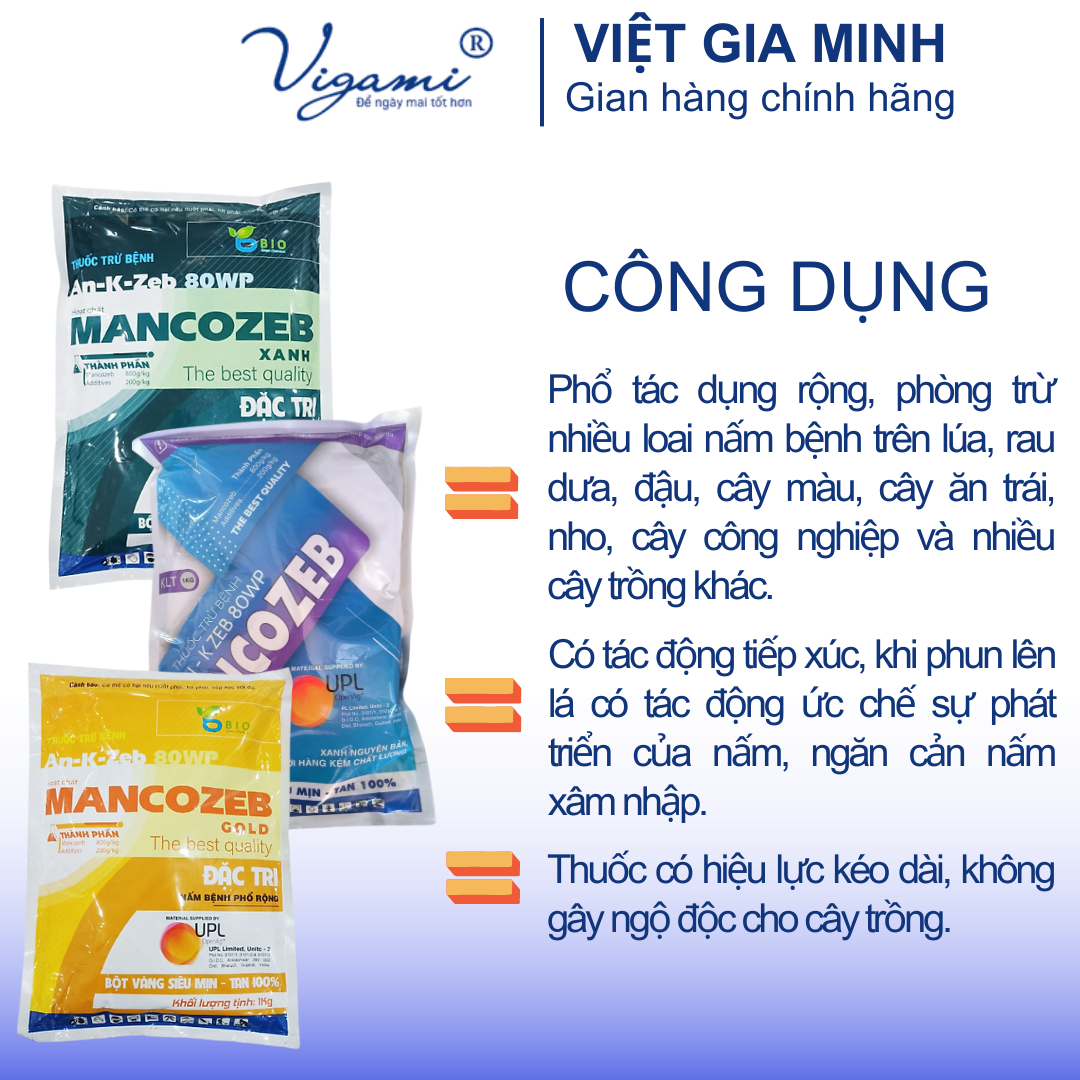 Thuốc trừ bệnh MANCOZEB , An-K-Zeb đặc trị nấm bệnh phổ rộng KLT: 1KG