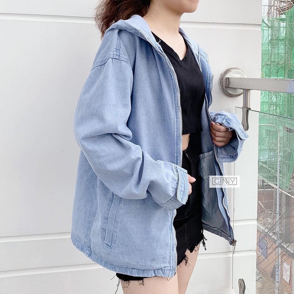 Áo Khoác Chống Nắng Jean TK Unisex Nam Nữ | Form Bigsize Thoải Mái | Chất Dày Dặn | Có Nón Rộng | Khoá Kéo