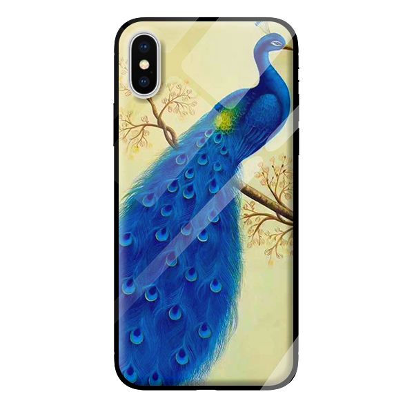 Ốp kính cường lực cho iPhone X mẫu chim công 6 - Hàng chính hãng