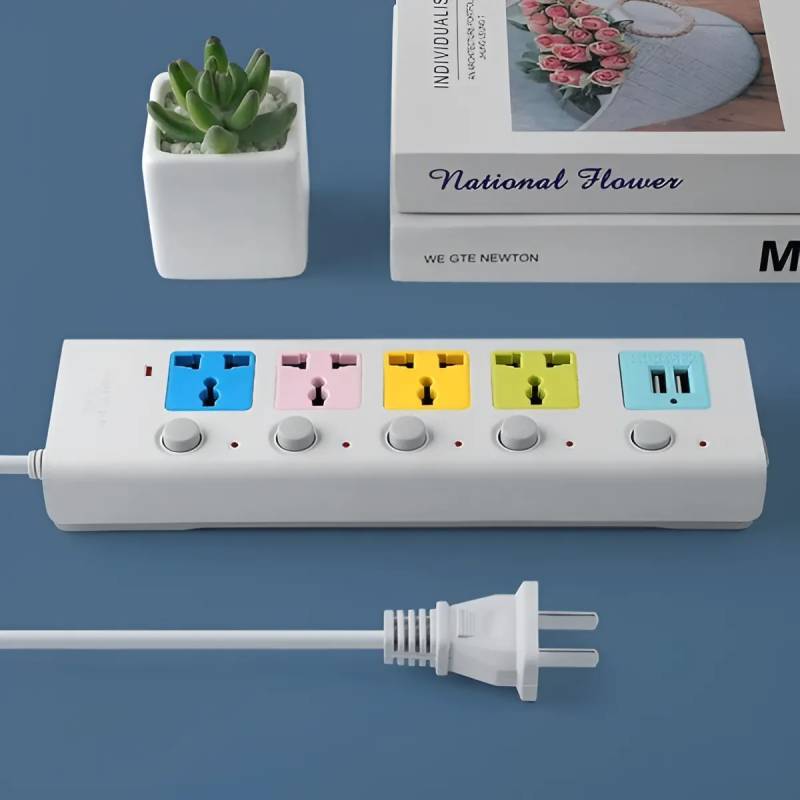 Ổ Cắm Điện Đa Năng Thông Minh Ổ Điện 6 Lỗ Có Cổng Sạc USB Có Chốt An Toàn Dây Dài 1,6M - Hàng Cao Cấp