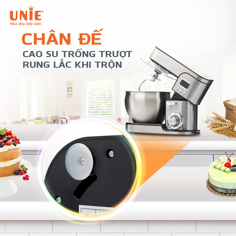 Máy Trộn Bột Đánh Trứng Đa Năng UNIE EM5 Cao Cấp Tiêu Chuẩn Đức Dung Tích 8 Lít Công Suất 1300W - Hàng Chính Hãng