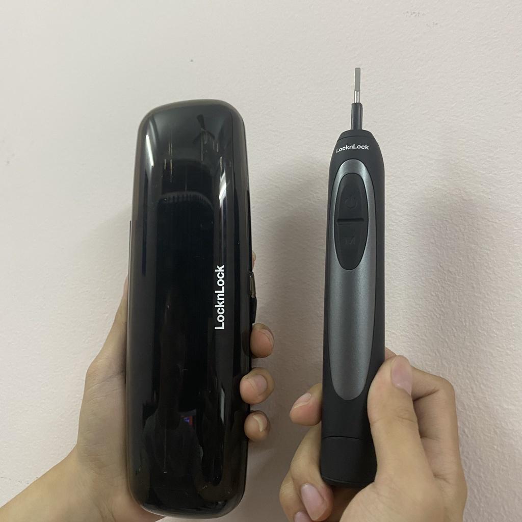 Bàn chải điện Lock&Lock ENR626BLK dùng pin sạc - Hàng chính hãng có 3 chế độ, chống nước, kèm hộp đựng mang đi - Hapos
