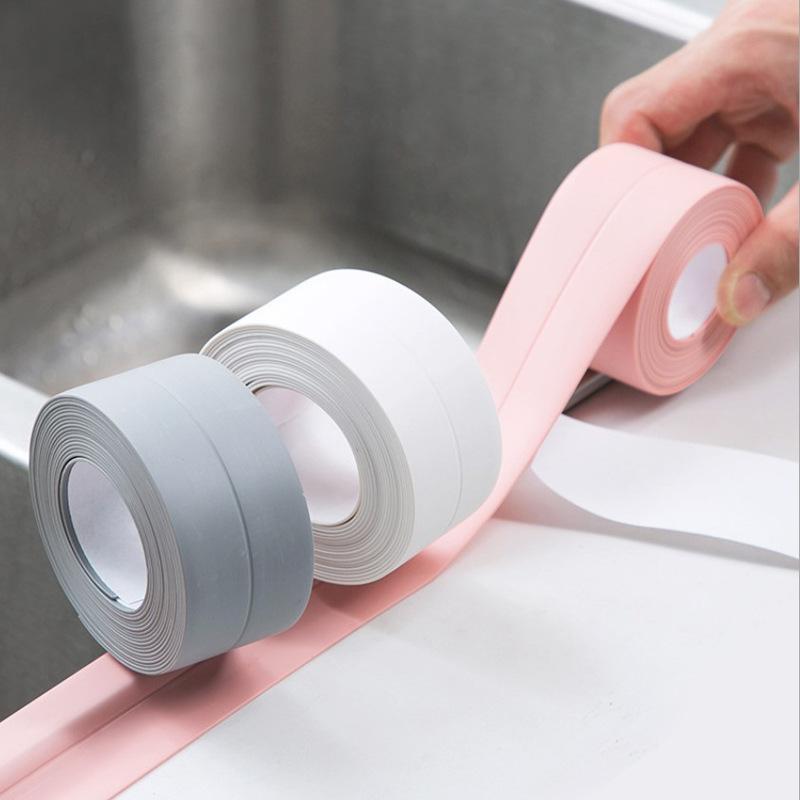 3PCS Băng trán, bồn rửa tự dính PVC và chất trám băng keo dán tường, chất bịt kín gạch tắm