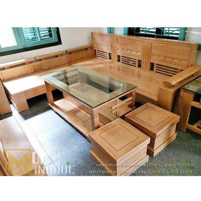 Bàn ghế Phòng Khách gỗ Sồi Nga mẫu 84