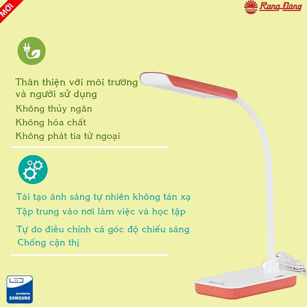 Đèn Bàn Cảm Ứng Rạng Đông RD-RL-20.LED V2 Chống Cận Thị, Tiết Kiệm Điện, Thân Thiện Môi Trường - Màu Xanh
