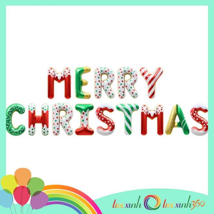 Bong bóng chữ Merry Christmas trang trí Noel