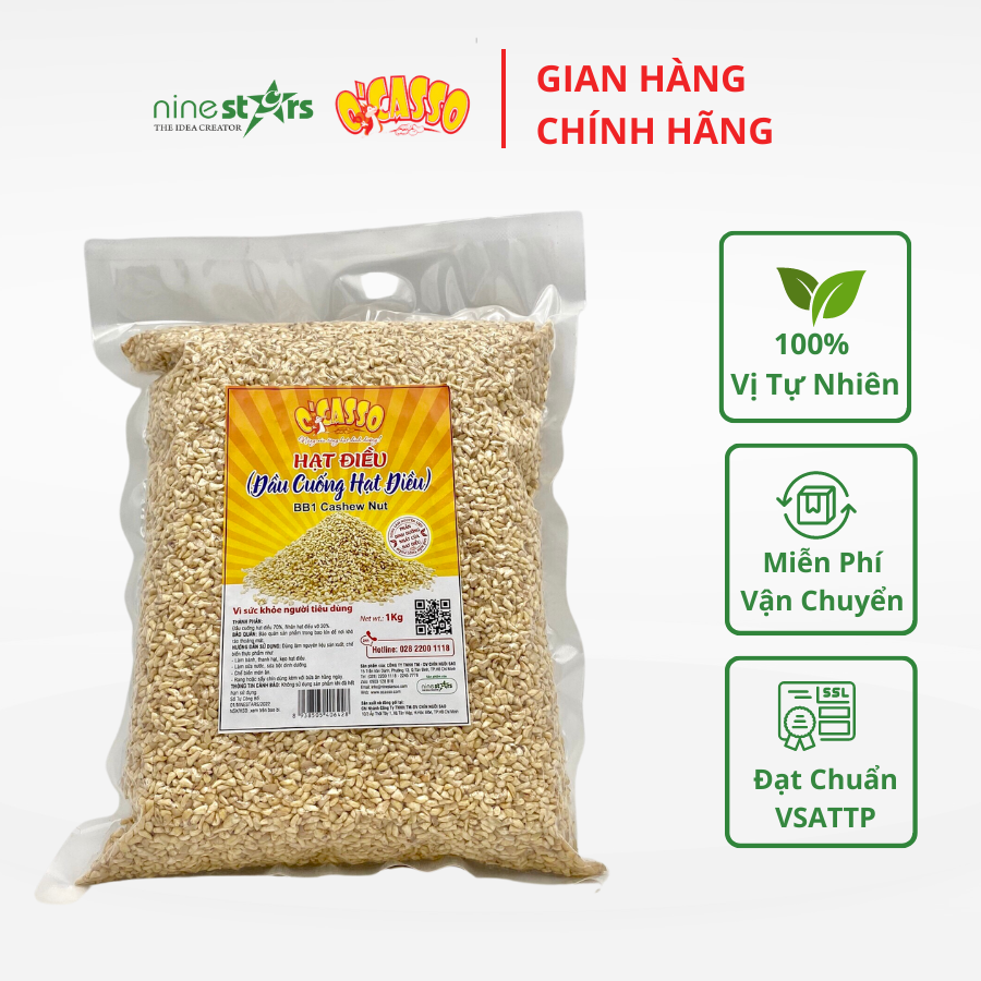 Đầu cuống hạt điều O'Casso dùng làm sữa điều, muối mè, bánh kẹo và các món ăn khác dinh dưỡng tốt cho sức khỏe