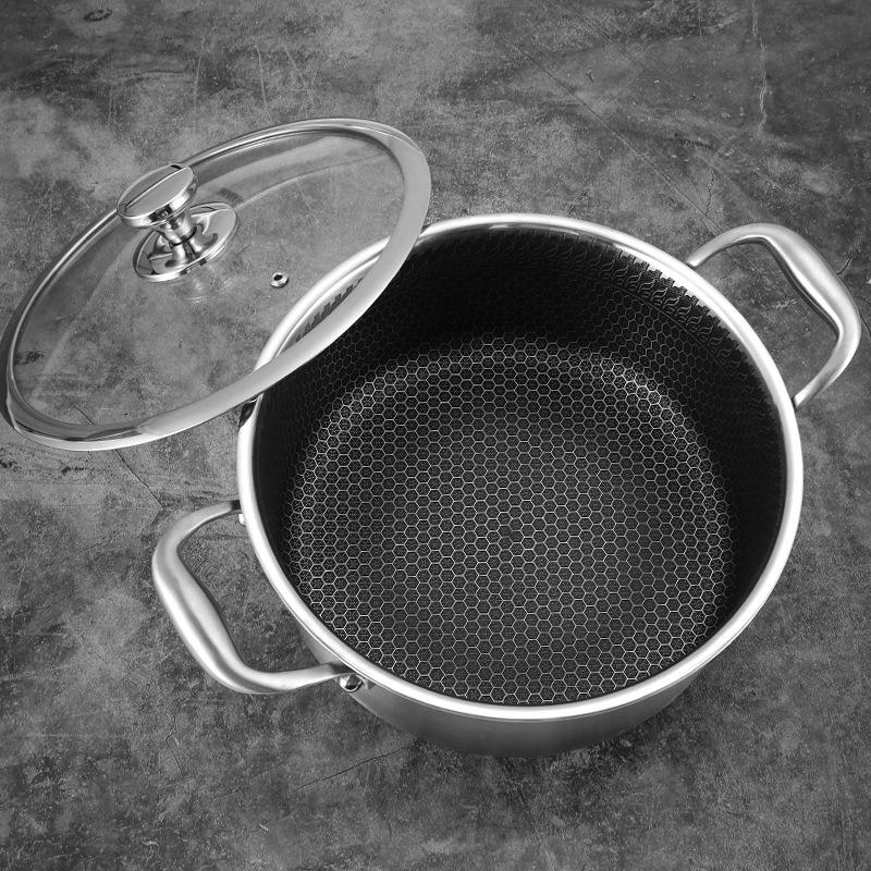 Giao hàng nhanh hai tai nồi canh inox 304 hấp hầm hầm không tráng phủ chống dính bếp gas cảm ứng thích hợp cho 24