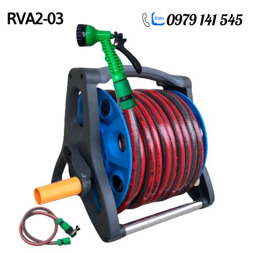 Bộ Rulo Tưới Cây, Rửa Xe Đa Năng RVA2, 20m Dây tưới 5 lớp Cao cấp siêu bền, chống gập chống xoắn kèm đủ Vòi tưới và phụ kiện nối nhanh dễ dàng sử dụng / Hồng Thanh Garden