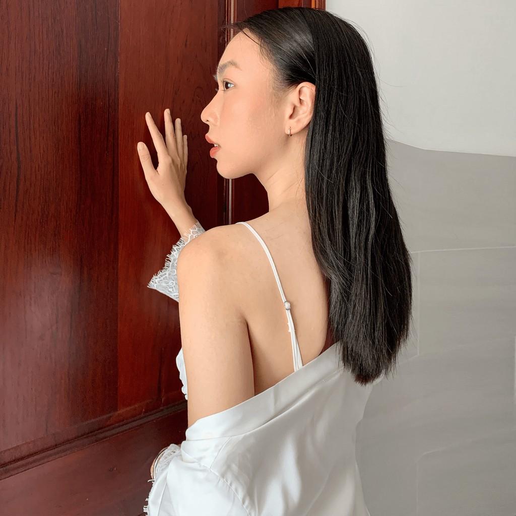 Bộ Combo Váy Đầm Ngủ Nhà Kèm Áo Choàng Sleepwear Trắng Kem Chất Lụa Cao Cấp Kèm Chip Ren Sexy Thoáng Mát Mềm Mại