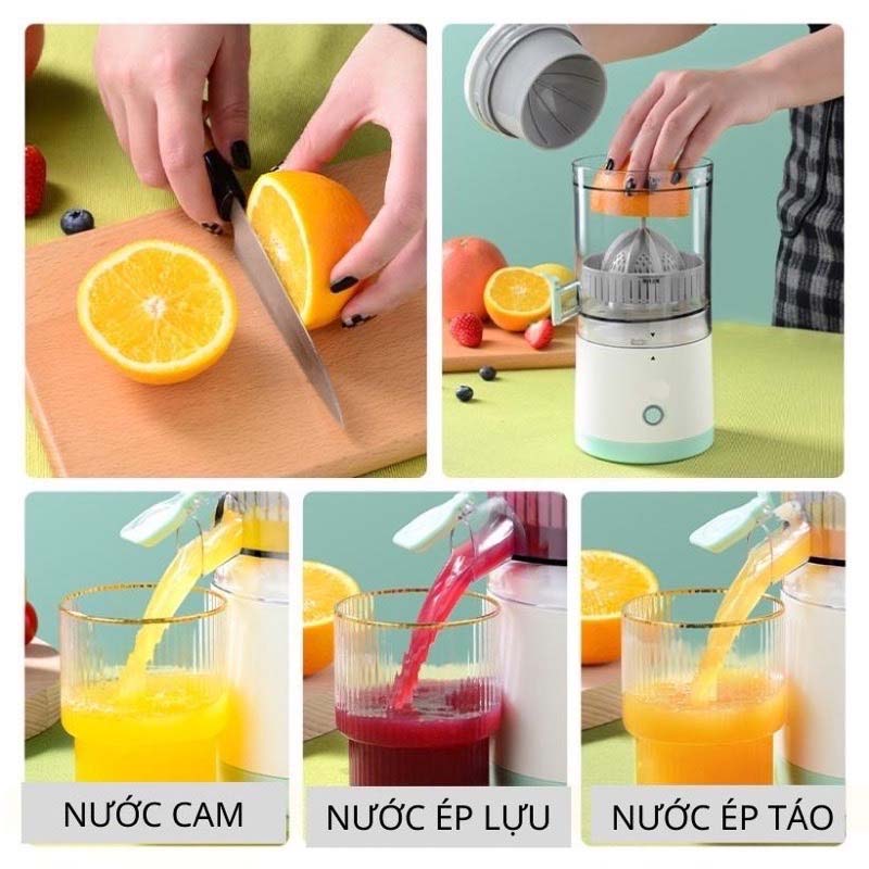 Máy vắt cam tự động, máy ép cam, máy ép hoa quả đa năng nhỏ gọn dung tích lớn, pin sạc không dây tiện lợi di chuyển - Hàng chính hãng