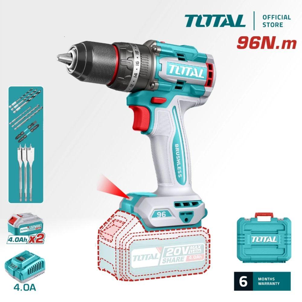 MÁY KHOAN BÚA KHÔNG CHỔI THAN DÙNG PIN 20V 96NM TOTAL TIDLI20968 - HÀNG CHÍNH HÃNG