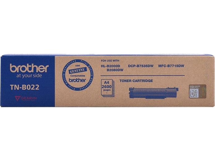 Mực In Brother TN-B022 (2.600 Trang) Mực Laser Trắng Đen, Sử Dụng Cho Máy Brother HL-B2000D, HL-B2080DW, DCP-B7535DW, MFC-B7715DW - Hàng Chính Hãng