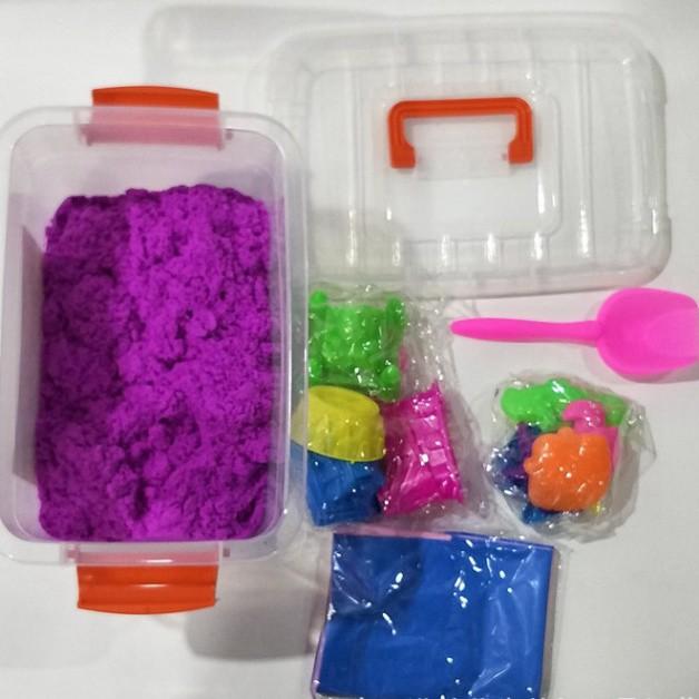 1 hộp đồ chơi cát động lực cho bé kèm khuôn loại chữ nhật có khóa an toàn