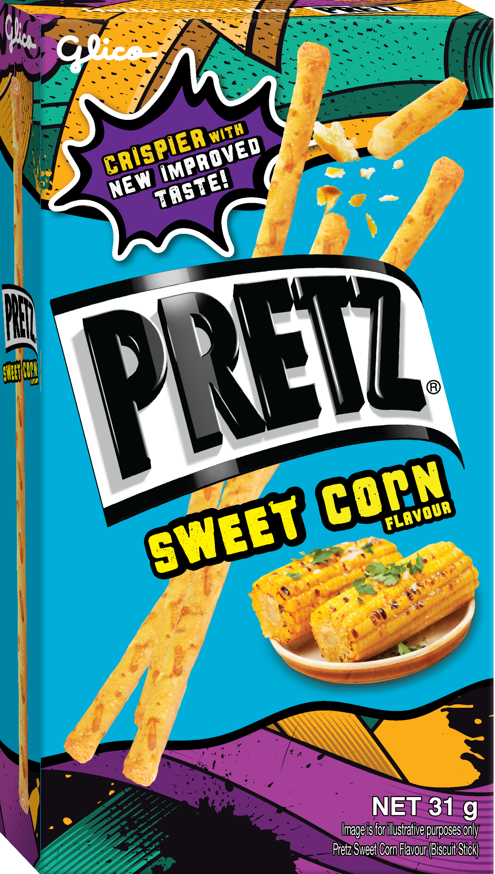 Bánh que nướng giòn mix 2 vị pizza và bắp GLICO Pretz Pizza & Sweet Corn