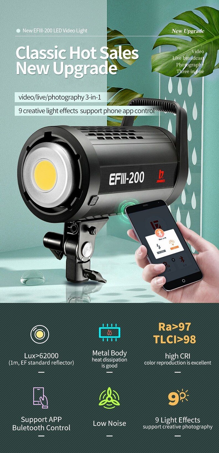 Đèn led studio Jinbei EFIII-200 Hàng Chính Hãng