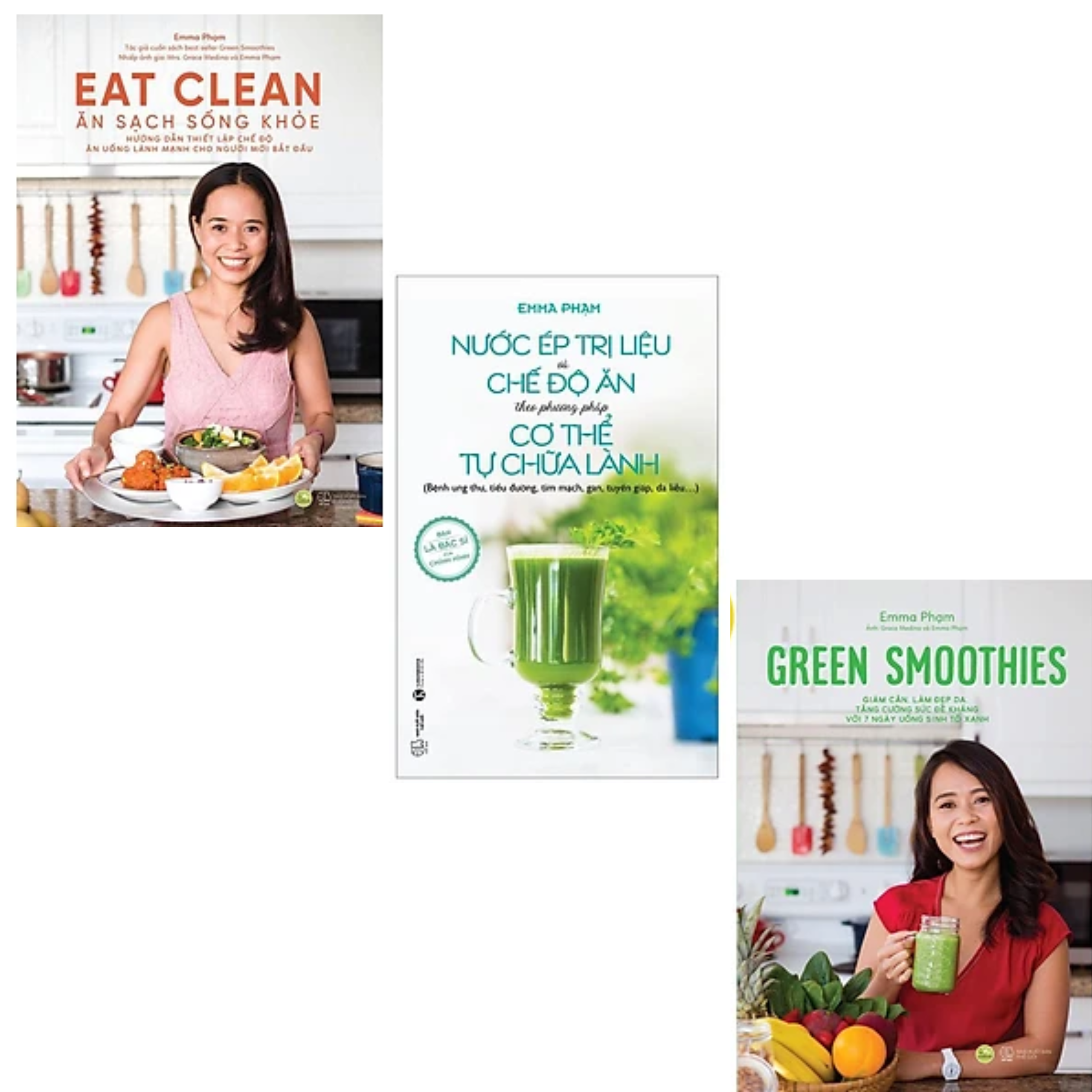 Combo 3 Cuốn Ăn Uống Lành Mạnh Của Emma Phạm: Eat Clean - Ăn Sạch Sống Khỏe + Green Smoothies + Nước Ép Trị Liệu Và Chế Độ Ăn Theo Phương Pháp Cơ Thể Tự Chữa Lành (Tặng Kèm Móc Khóa)