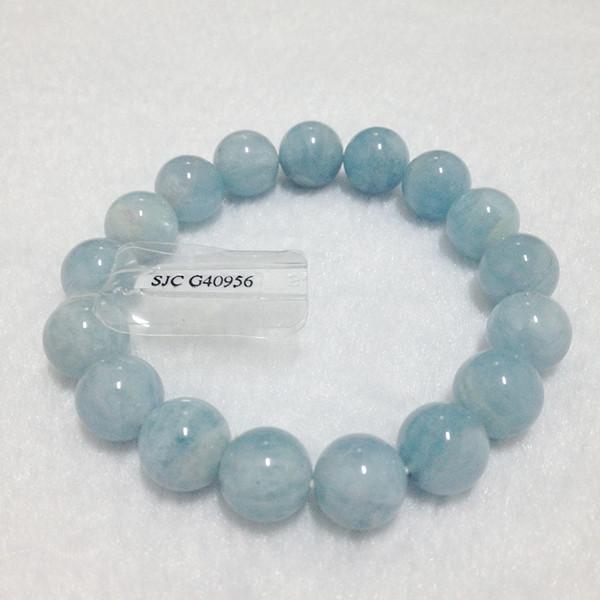 Vòng tay phong thủy đá Aquamarine thiên nhiên 10 ly bao kiểm định