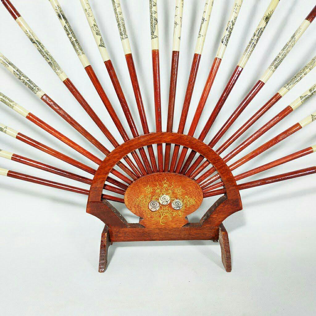 Bộ Đũa Thờ 10 Đôi Phong Thủy Gỗ Hương Khảm Hoa Văn