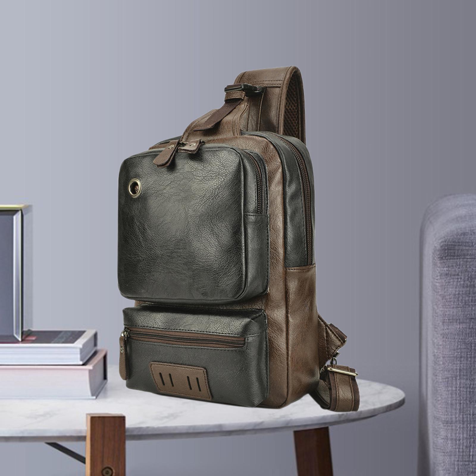 Men's   Strap Backpack USB Charging Port  Handbag Black