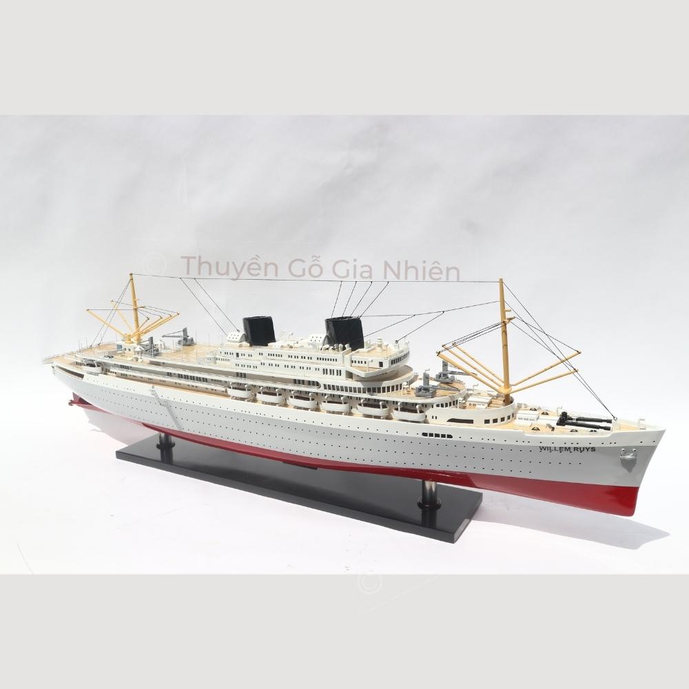 Mô Hình Thuyền Gỗ Trang Trí Phong Thủy Dạng Thuyền Du Lịch MS WILLEM RUYS Chính Hãng, Hàng Xuất Khẩu Chất Lượng Cao