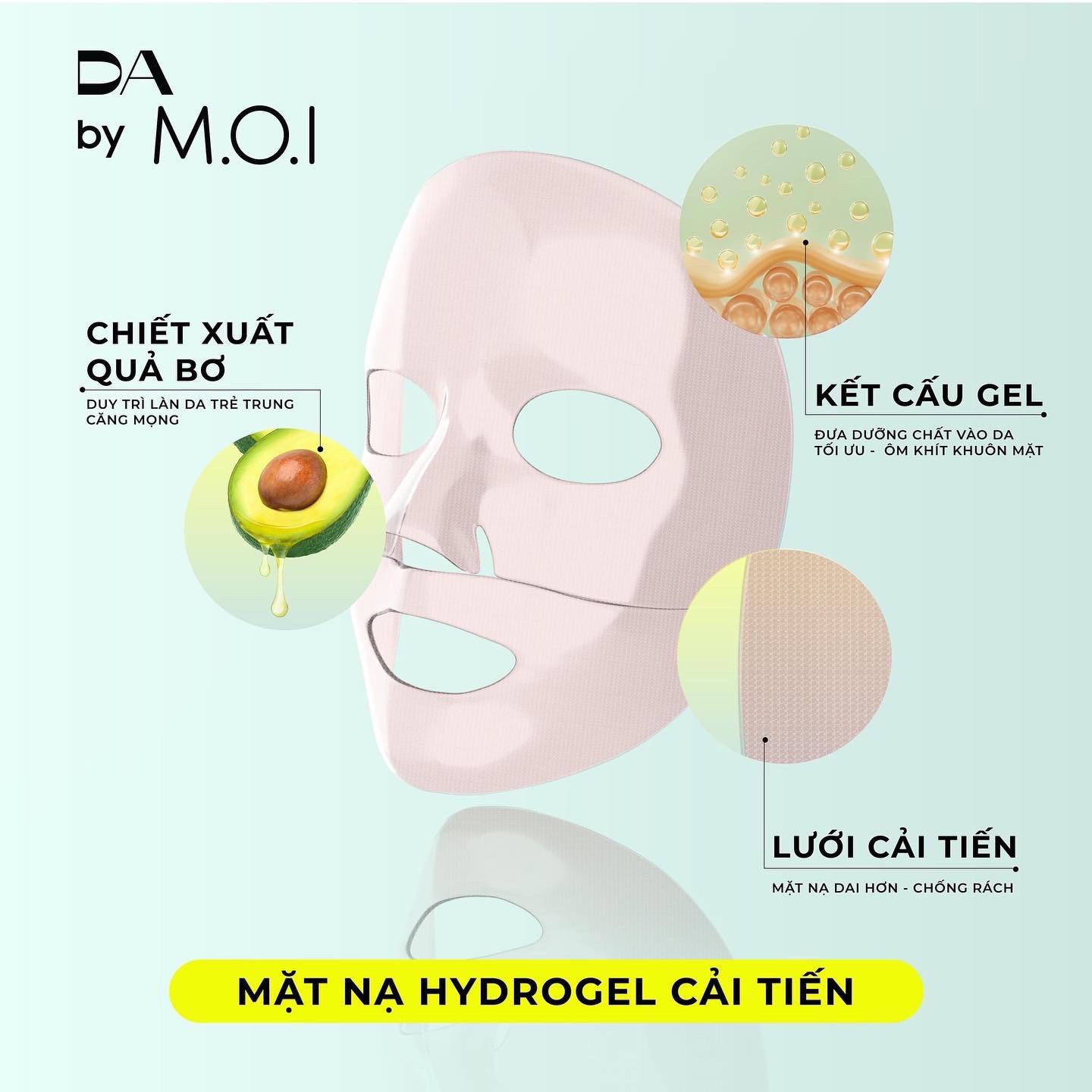 Mặt Nạ Bơ DA by MOI Mặt Nạ Dưỡng Trắng Sáng Da Dưỡng Ẩm Chống Lão Hoá M.O.I Hồ Ngọc Hà Hộp 3 Miếng