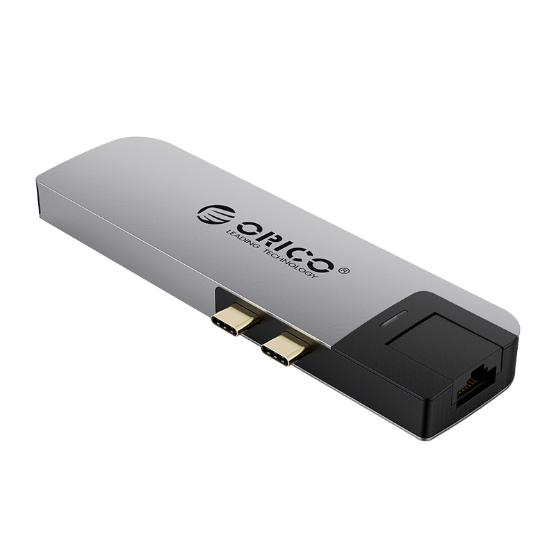 Dock Sạc Chuyển Đổi Orico 2CT-8HR-GY 8 Trong 1 Type C Thunderbolt3 MacBook HDMI 4K@30Hz/ PD 100W Max/ USB(3.0/2.0) TF/SD RJ45 - Hàng Chính Hãng