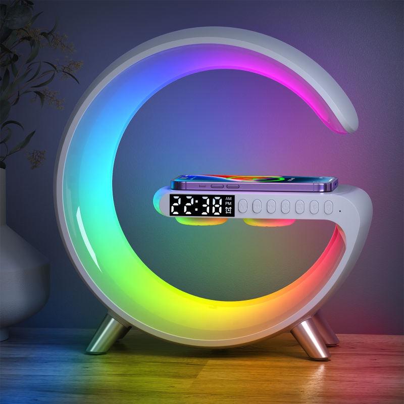 Loa Bluetooth Kiêm Đế sạc không dây có đồng hồ báo thức Chữ G-Studio Hiệu Ứng đèn led RGB ️Hanrui Offical️