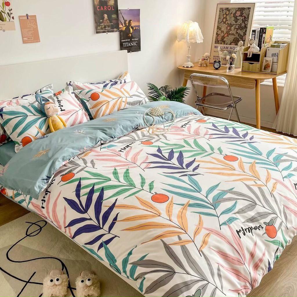 Bộ chăn ga gối Cotton Poly M2T bedding Cà chua dây, Vỏ chăn mền, drap giường và 2 vỏ gối