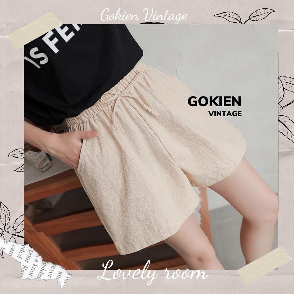Quần Sooc đũi nữ, quần đùi nữ siêu mát, Gokien Vintage